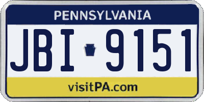 PA license plate JBI9151