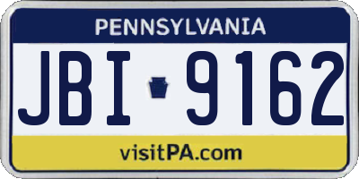 PA license plate JBI9162