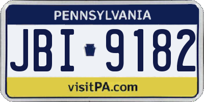 PA license plate JBI9182