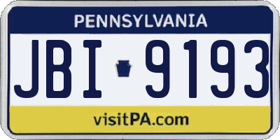 PA license plate JBI9193