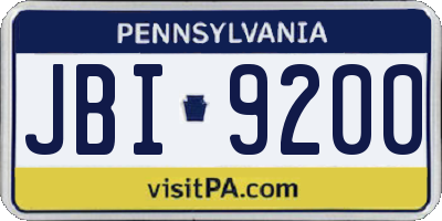PA license plate JBI9200