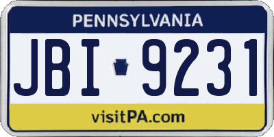 PA license plate JBI9231