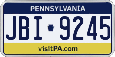 PA license plate JBI9245