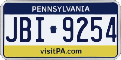 PA license plate JBI9254