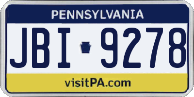 PA license plate JBI9278
