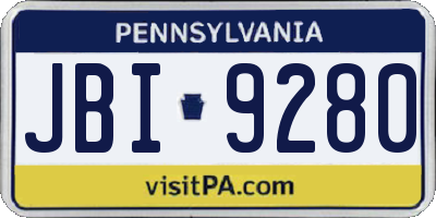 PA license plate JBI9280