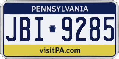 PA license plate JBI9285