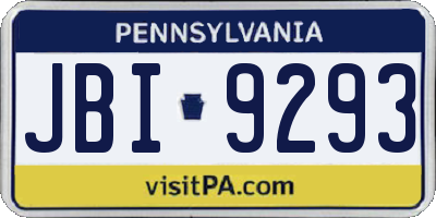 PA license plate JBI9293