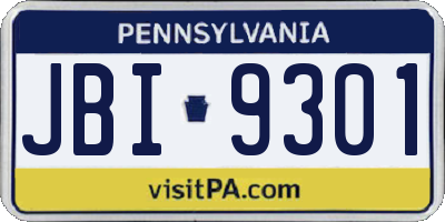 PA license plate JBI9301