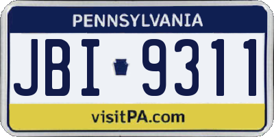 PA license plate JBI9311