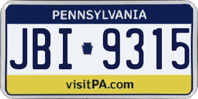 PA license plate JBI9315