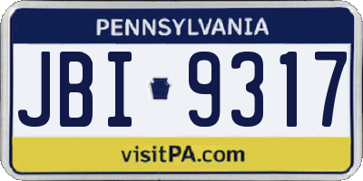 PA license plate JBI9317