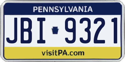 PA license plate JBI9321