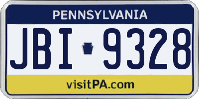 PA license plate JBI9328