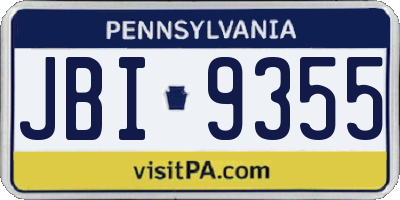 PA license plate JBI9355