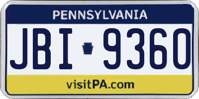 PA license plate JBI9360