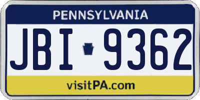 PA license plate JBI9362