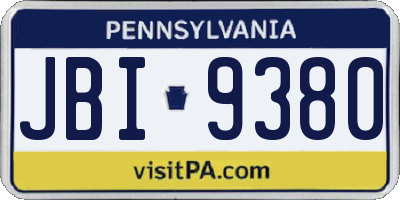 PA license plate JBI9380