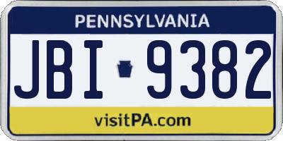 PA license plate JBI9382