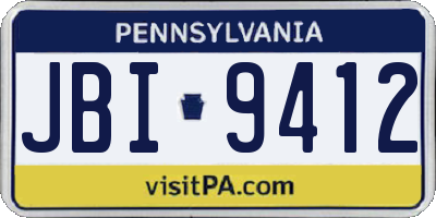 PA license plate JBI9412