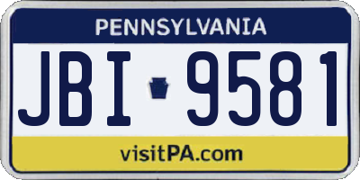 PA license plate JBI9581