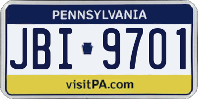 PA license plate JBI9701