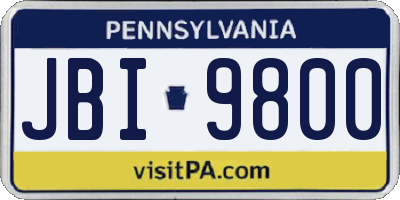 PA license plate JBI9800