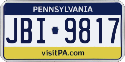 PA license plate JBI9817