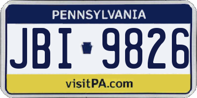 PA license plate JBI9826