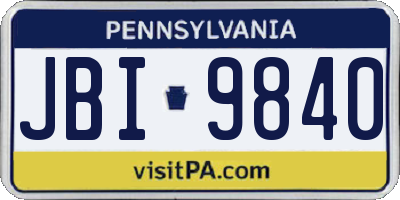 PA license plate JBI9840