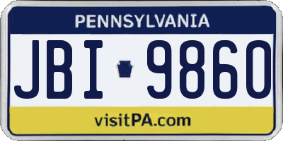 PA license plate JBI9860