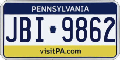 PA license plate JBI9862