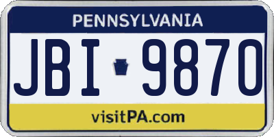 PA license plate JBI9870