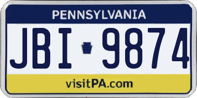 PA license plate JBI9874
