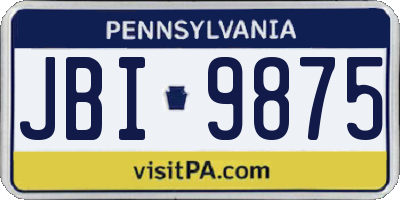 PA license plate JBI9875