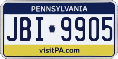 PA license plate JBI9905