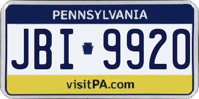 PA license plate JBI9920