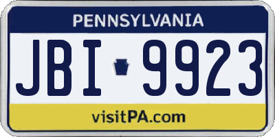 PA license plate JBI9923