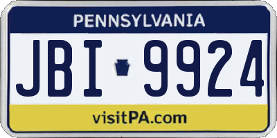 PA license plate JBI9924