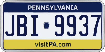 PA license plate JBI9937
