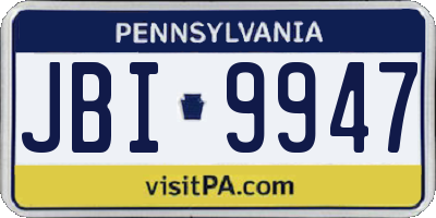 PA license plate JBI9947
