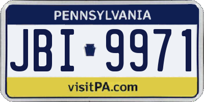 PA license plate JBI9971