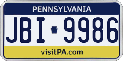 PA license plate JBI9986