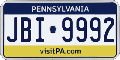 PA license plate JBI9992