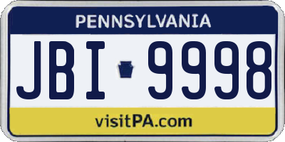 PA license plate JBI9998