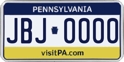 PA license plate JBJ0000
