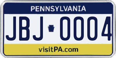 PA license plate JBJ0004