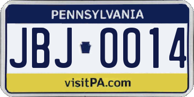 PA license plate JBJ0014