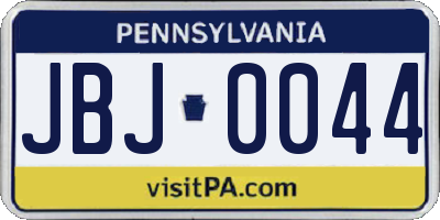 PA license plate JBJ0044