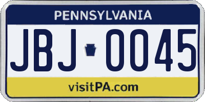 PA license plate JBJ0045